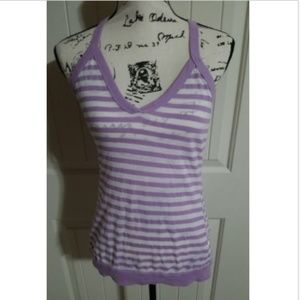 Zara Trafaluc Lavender White Cotton Blend Tank Top